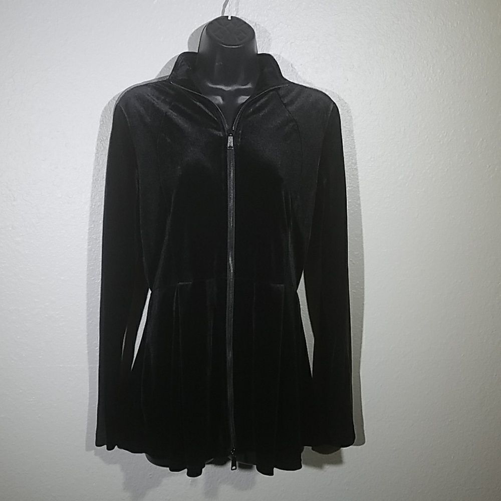 Boston Proper‎ Black Velvet Warm Up Jacket Sm